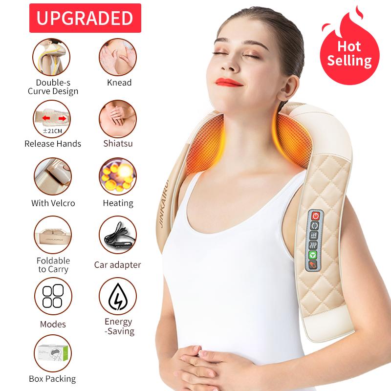 16 Massage Heads Heating Neck Shoulder Kneading Massager Cervical Health Care Back Waist Relaxation Massage Shawl