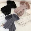 Women Winter Plush Thick Korean Version Cute Anti Cold Snow Gloves with Touch Screen Anti Splash Gloves