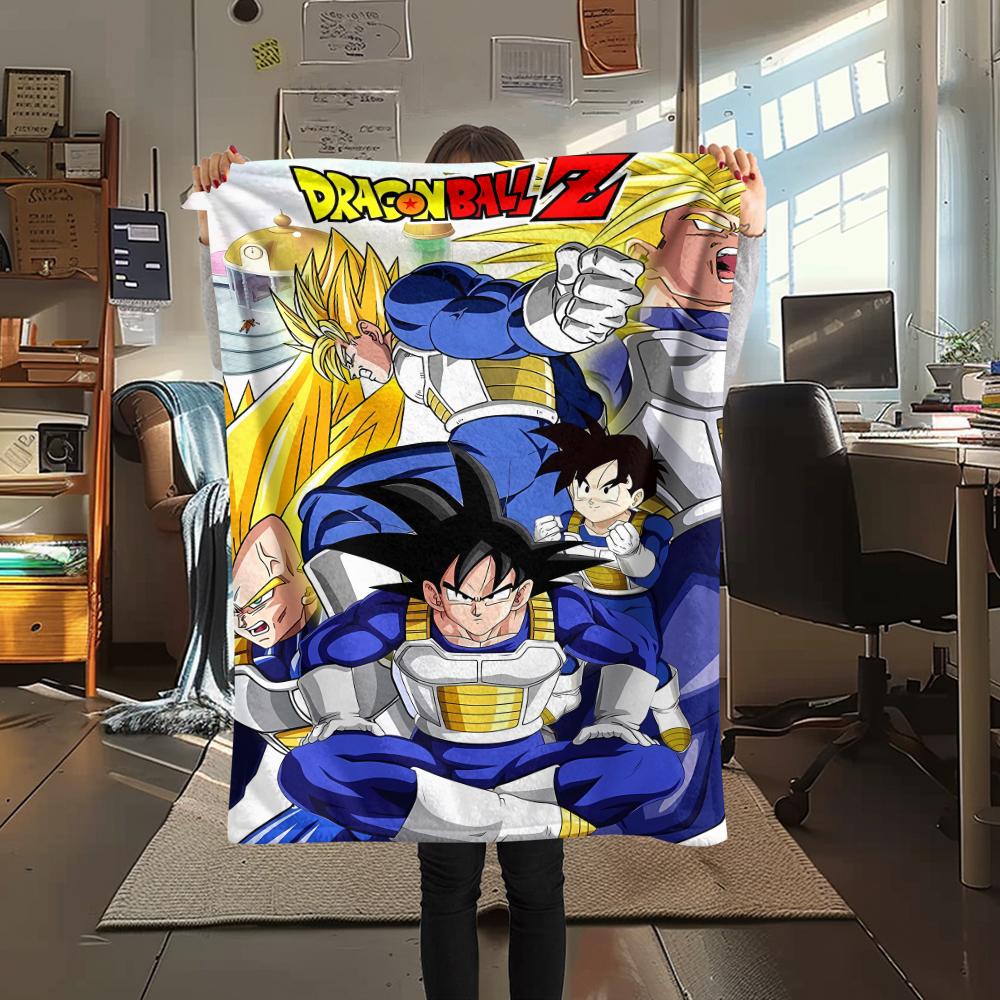 Coperta in Flanella con Stampa Personaggi Dragon Ball, Alta qualità Confortevole per Tutte le Stagioni, Arredamento per la Casa, Calore e Comfort, Perfetta per Regali di Natale