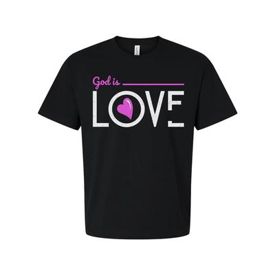 God Is Love Graphic Tee For Christians Unisex Short Sleeve Shirt With Pink Heart