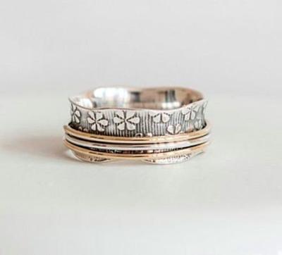 925 Sterling Silver Ring, Flower Spinner Designer Ring, Handmade Silver Ring, Worry Meditation Jewelry,  Bridal Wedding Ring, New Year Gift