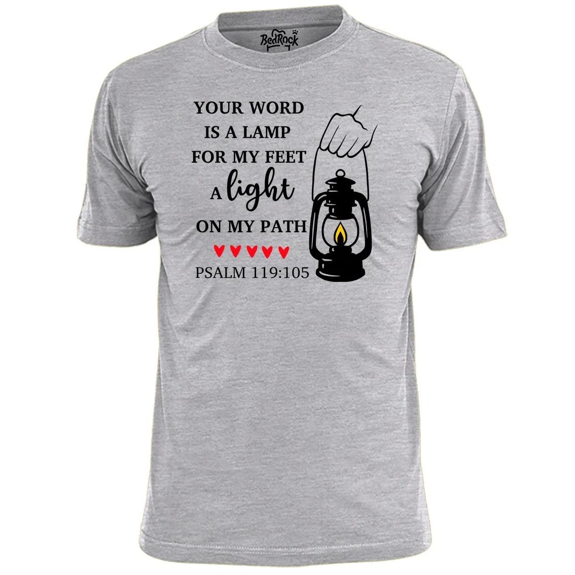 Mens Your Word Is A Lamp Psalm 119 : 105 Religious T shirt Bible Jesus God 3XL