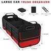 Car Trunk Organizer, Large Capacity Collapsible Cargo Organizer with Adjustable Straps Reinforced Handles, Multi-Compartment Trunk Storage Box for