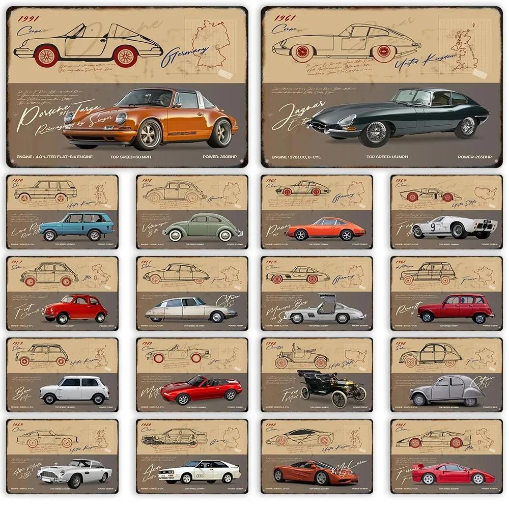 FJ Decor SUV Sedan Red Sports Car Metal Poster Beetle Retro Vintage Tin Signs Auto Club Garage Wall Art Decor