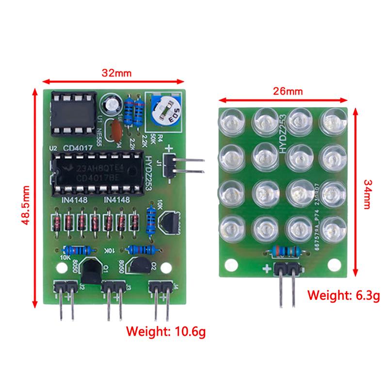 Cd4017+Ne555 Rot Weiß Blau LED Wasserlicht Produktion DIY Kit Löten Lernen Elektronisches Modul Ersatzteile Tj-56-715 DC 12V