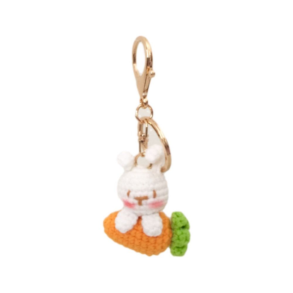 Handmaking Bunny Keyrings Cartoon Carrot Rabbit Doll Pendant Creative Crochet Keyrings Backpack
