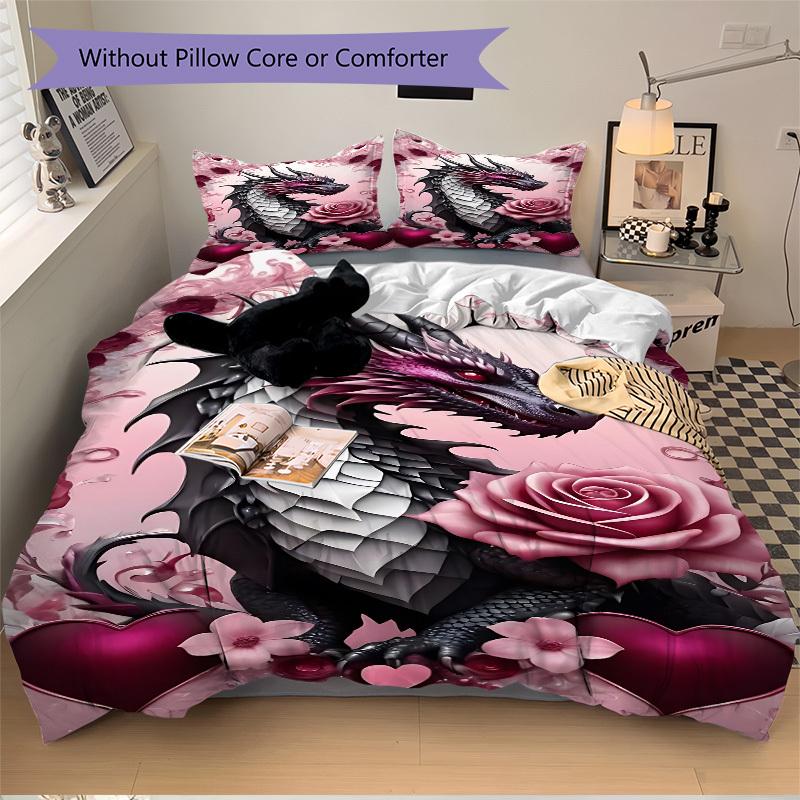 3pcs Dragon Art Duvet Cover Set, Soft Comfortable Duvet Cover,Guest Room (1*Duvet Cover + 2*Pillowcase, Without Core) yy251104131