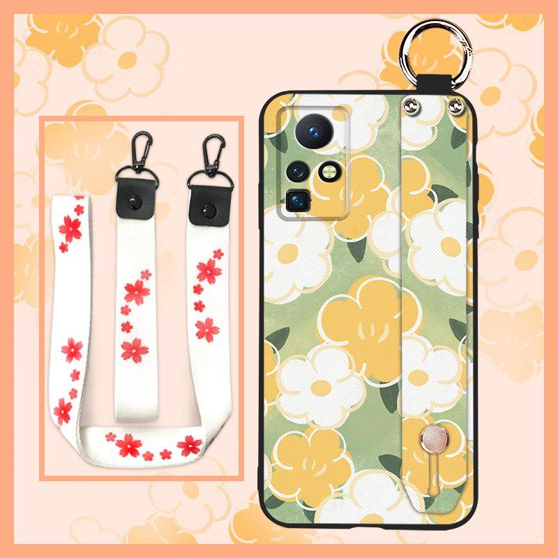 Phone Holder Kickstand Phone Case For infinix Zero X/X Pro/X6811/X6811B Silicone Ring Anti-dust Flower Oil Painting