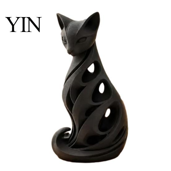Office Shelf Accents Spiral Cat Sculpture Resin Ornament, Creative Twisted Statue, Artistic Small Crafts Desktop Decor for Home Living Room
