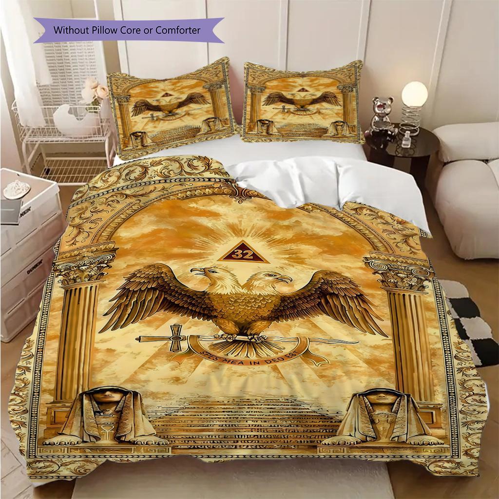 New World Order Illuminati bedding, duvet cover, pillowcase, home decoration, birthday gift (1 * duvet cover+2 * pillowcase, coreless)