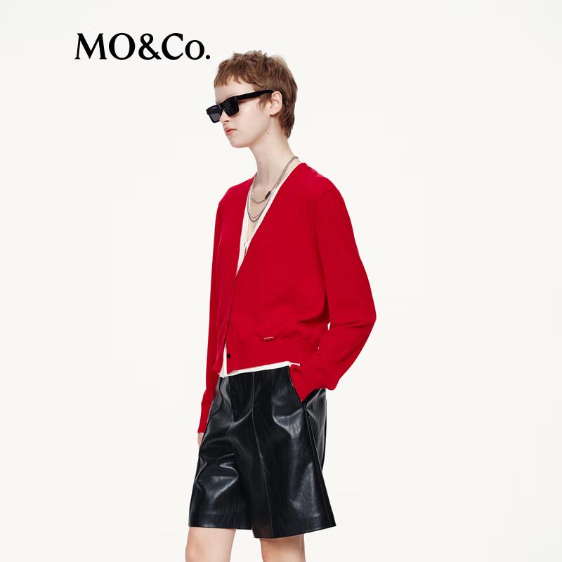 MO&Co. Merino Wool Faux Two-Piece Knitted Cardigan