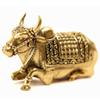 Handmade Nandi Idol, Nandi Statue, Antique Gold, Brass - Small Size -2.5 Inch