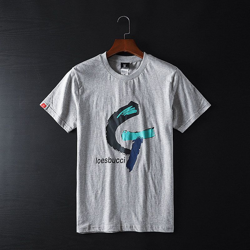 Foreign Trade Tail Order Youth Slim-Fit Cut-off Short-Sleeved T-shirt Gray M