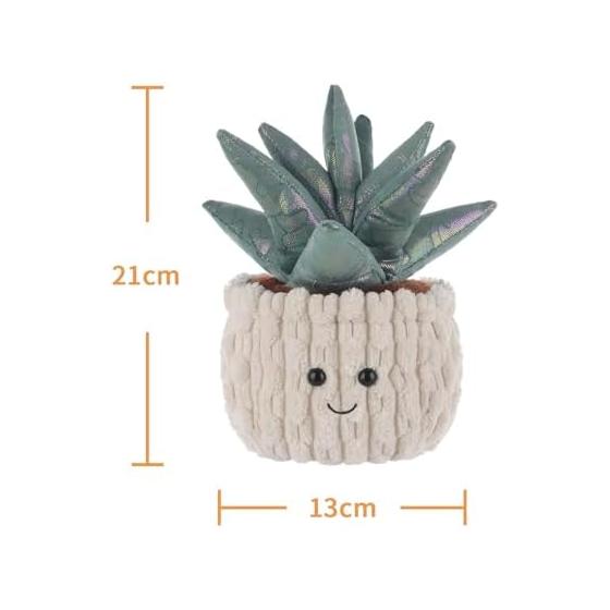 Apricot Lamb Potted Aloe Plush Toy, Soft and Cute, Fluffy Potted Aloe, 21cm
