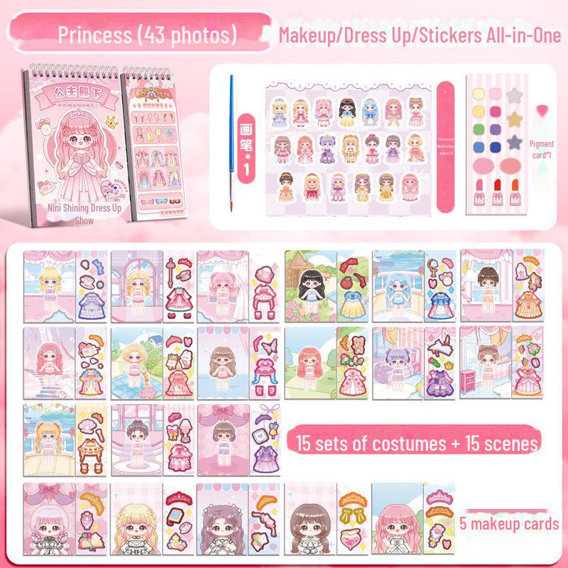 

Наклейки з одягання принцеси та книга з макіяжу для дівчаток 3-6 років