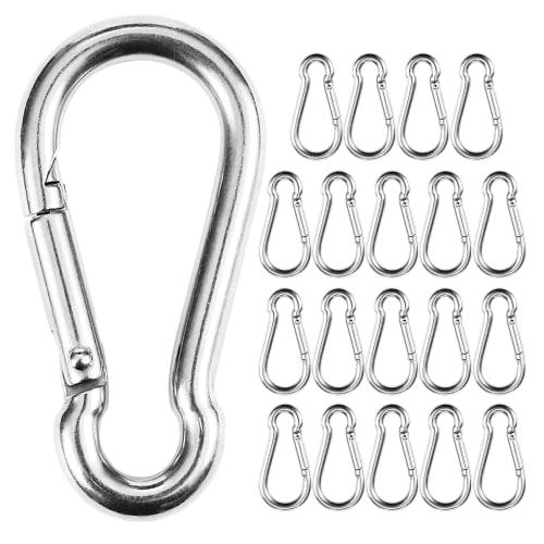 HFS(R) 304 Stainless Steel Spring Snaps, Spring Hooks, Multi-Function, for Everyday Use, Keychains, 80kg Load Capacity, 5cm, Pack of 20