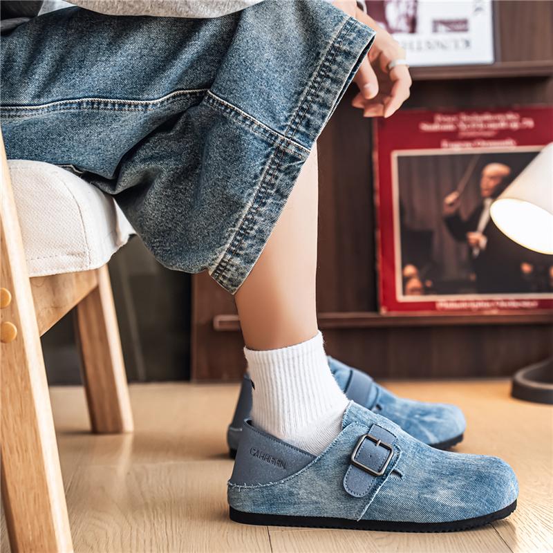 Mules Slip-On da Uomo in Denim Taglia Grande Lavate Casual Zoccoli Mocassini Scarpe Leggere Estive da Passeggio per Esterno Uso Quotidiano