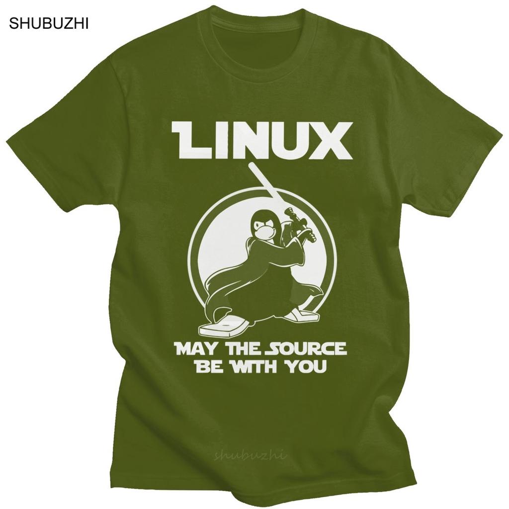 Funny Linux Tshirt Men May The Source Be With You Tshirt Programmer Computer Developer Geek Nerd Shirt Short Sleeve Cotton Tee
