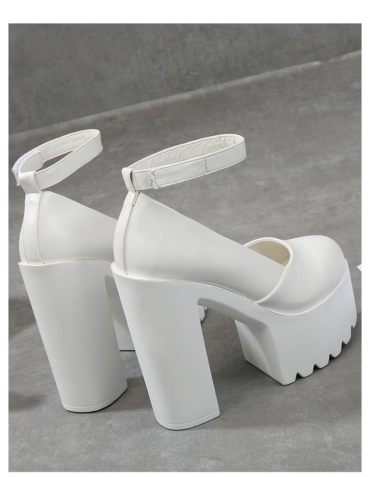 Women Slingback Pumps 15CM High Heel Waterproof Platform Peep Toe Shoes Chunky Block Heel Sandals