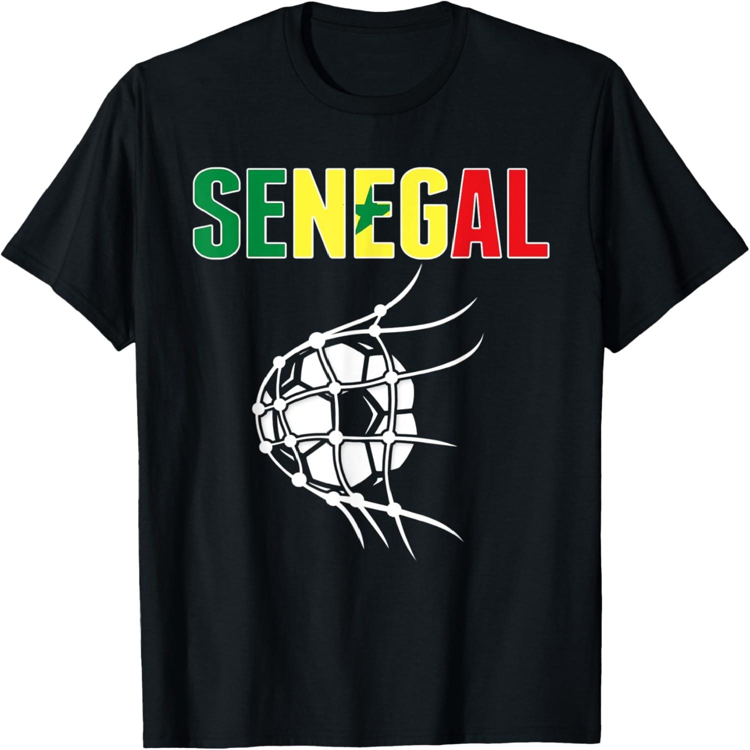 Senegal Soccer Fans Jersey - Senegalese Flag Football In Net T-Shirt S
