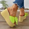 Fashion Aphixta Super High Heels Outside Slippers Women Sweet Butterfly Knot Mulers 4cm Platform Sandals Fluorescent Slides Plus Size 43