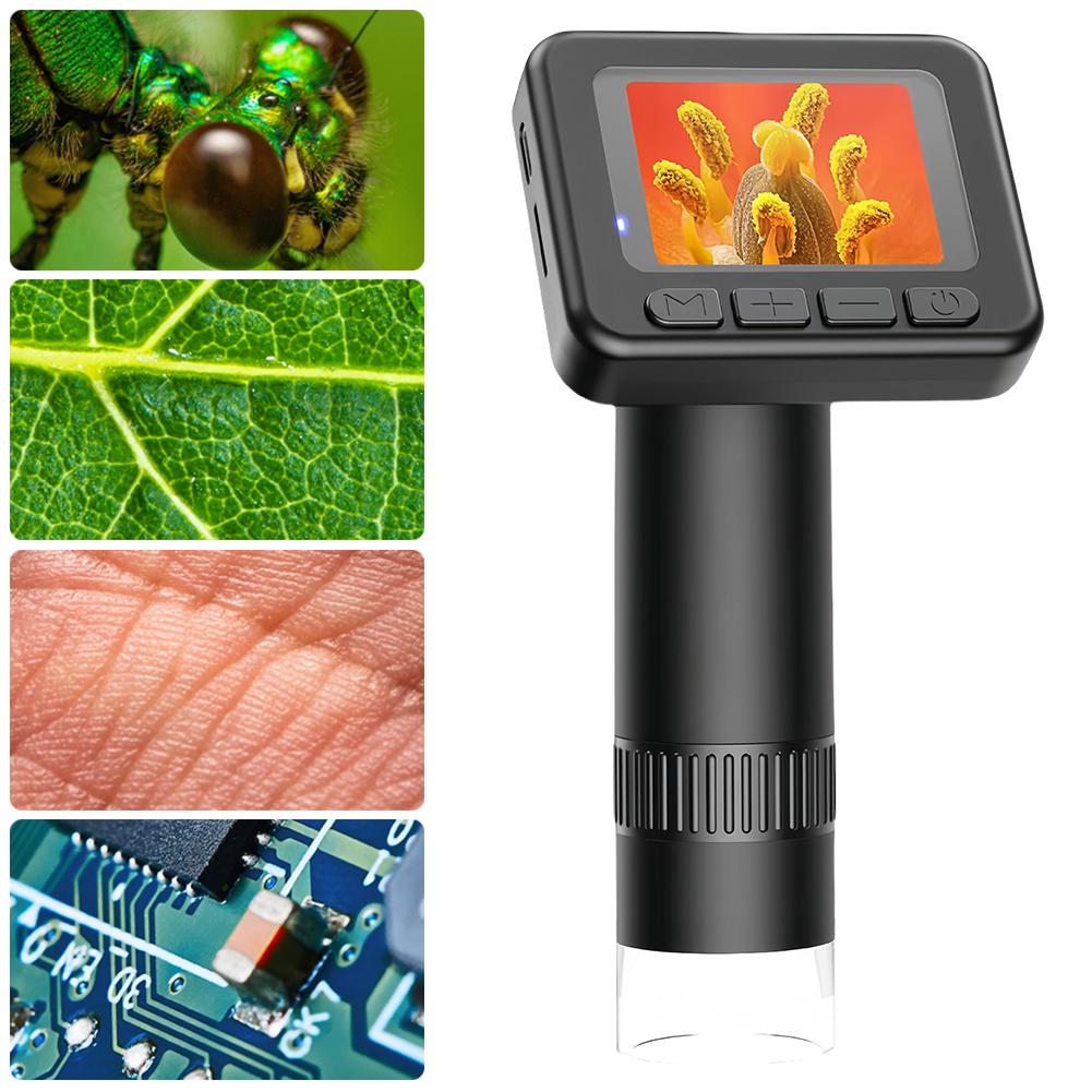 50-1000X Handheld HD Digital Microscope 2 Inch LCD Screen Digital Microscope USB High Definition Magnifying Glass with LED Light