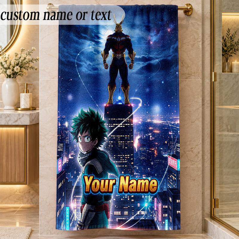 Beach TowelMy Hero Academia Custom Name Text Personalized Soft Towel for Beach Pool Indoor Home Decor Gift
