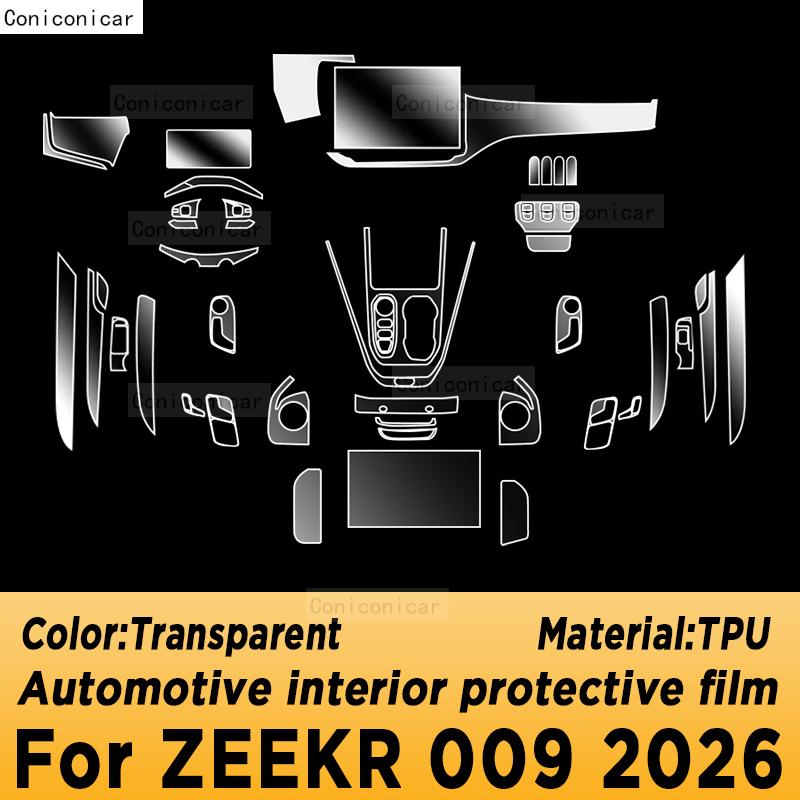 For ZEEKR 009 2026 Automotive Interior Screen Protective Film TPU Anti-Scratch Panel Dashboard Navigation LHD