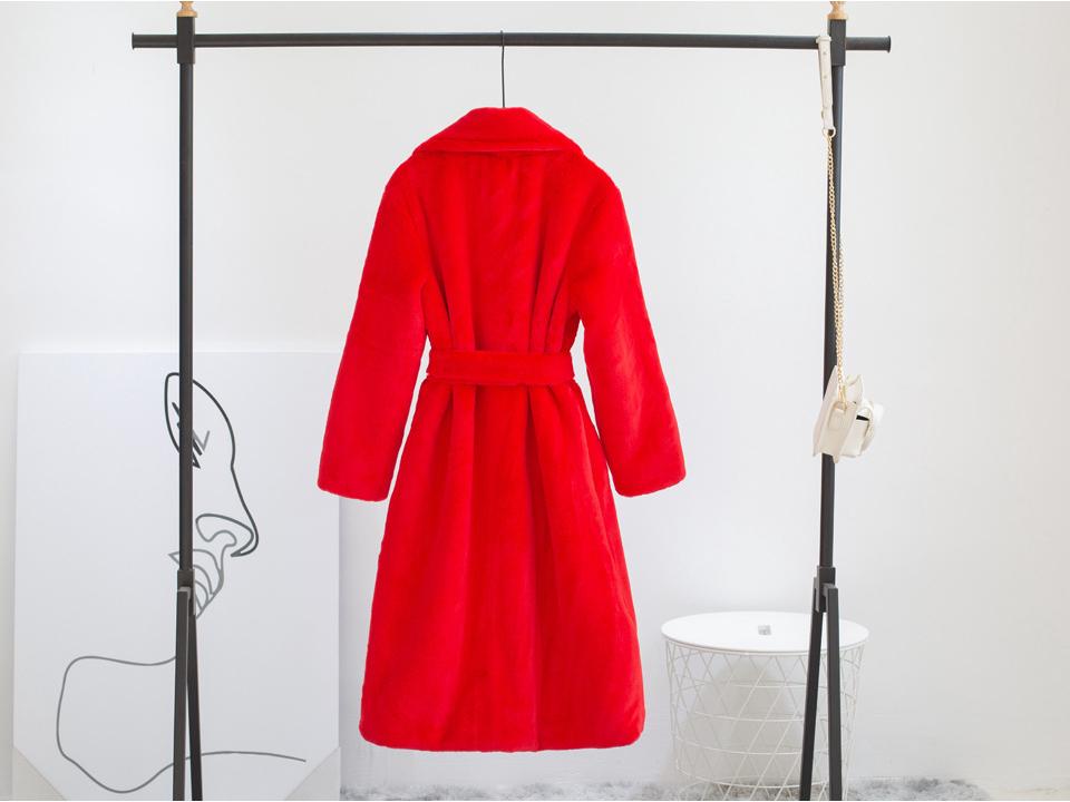 2024 Extra Long Plus Size Women's Faux Rabbit Fur Coat - Warm Winter Outerwear