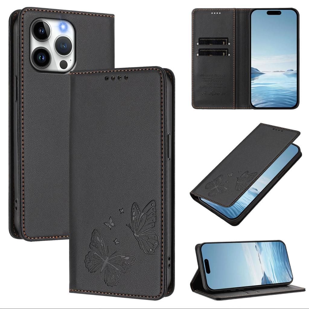 Butterfly Embossed Wallet Case For Samsung Galaxy S26 S25 S24 S23 S22 S21 S20 Ultra Plus FE Edge S10 S9 S8 S7 Edge RFID Blocking, Kickstand