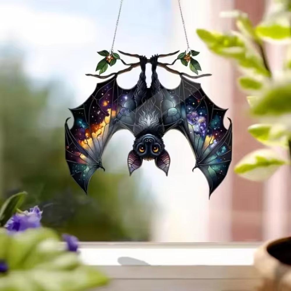 Imitation Stained Glass Style Acrylic Bat Suncatcher Contemporary Bat Hanger Pendant  Window Panel
