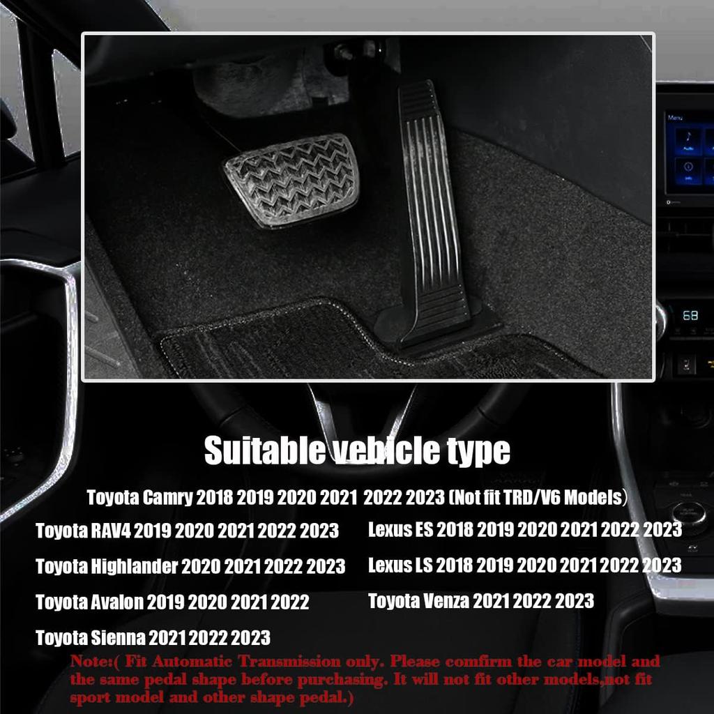 For 2018-2022 Camry Lexus ES/LS,2019-2022 RAV4/ Avalon, 2020-2022 Highlander, 2021-2022 Sienna/Venza, Anti-Slip Foot Pedal Cover Aluminum Brake and