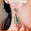 Huitan Gold Color Green/Purple Water Drop Cubic Zirconia Women Hanging Earrings Fashion Contracted Design Luxury Female Jewelry