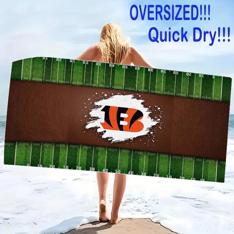 Cincinnati Bengals Logo Print Beach Towel, Large Soft Quick Dry Towel for Beach Camping Swimming