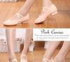 Women's Adult Soft Sole Canvas Dance Shoes with Heel - Black Ballet Practice Shoes