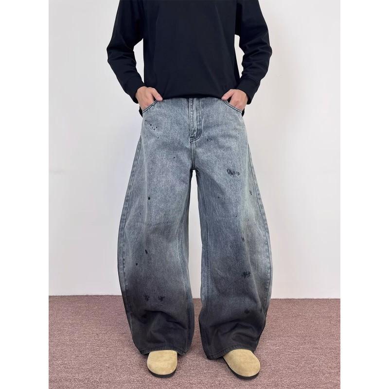 2026 Embroidered Denim Pants Loose Fit High Street Style Wide Leg Jeans Teens