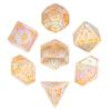 Cusdie Kleurrijke Glazen DND Dobbelstenen 7 Bliksem Edelsteen Dobbelstenen Handgemaakte Polyhedrale Dobbelstenen Set met Lederen Hoesje voor RPG Collectie Cadeau