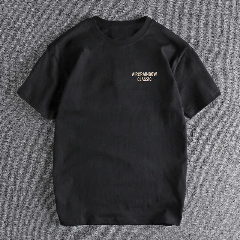 Summer American Retro Short-sleeved O-neck Motorcycle Printed T-shirt Men's Fashion Simple 100% Cotton Washed Casual Sport Tops