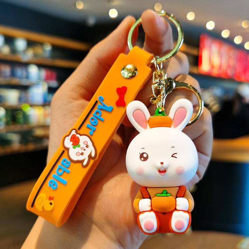 

New Year s Goods Little Rabbit New Year Keychain Cute Cartoon Fruit Little Rabbit Keychain Car Book Small Gift Wholesale Kawaii