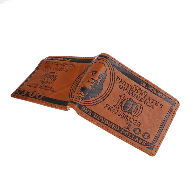 Men'S Wallet Us Dollar Printing Pu Leather Credit Card Photo Holder Purse