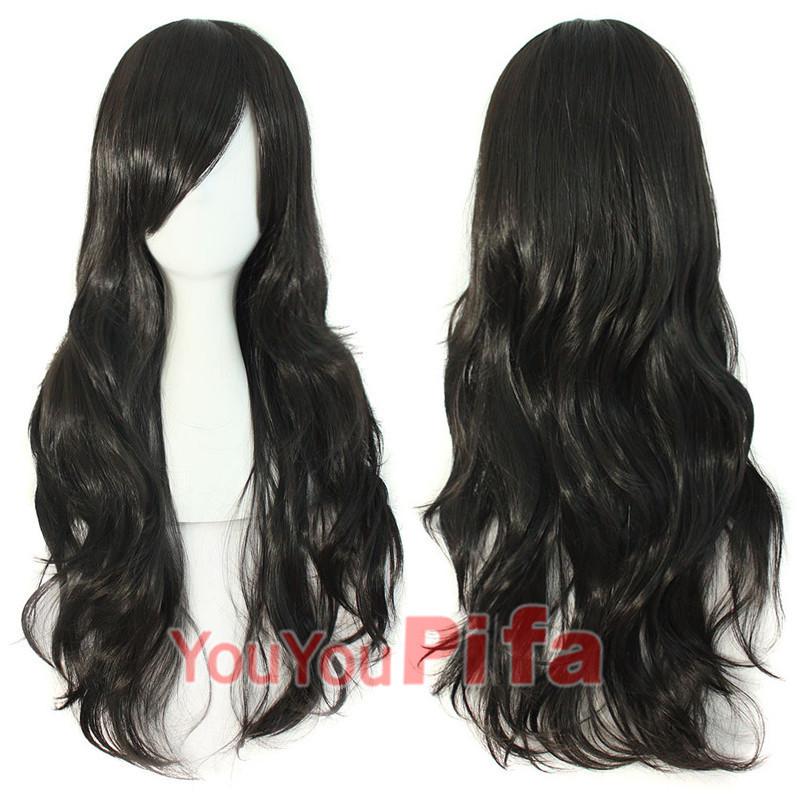 Long Curly Cosplay Wig for Women - 70cm, Gold/Pink/Blue, Realistic Full Wig with Headband