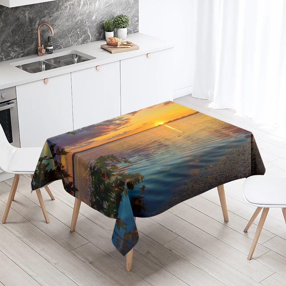 Creative Plant Love Printing Tablecloth Scenic Camping Antifouling Waterproof Table Home Decoration