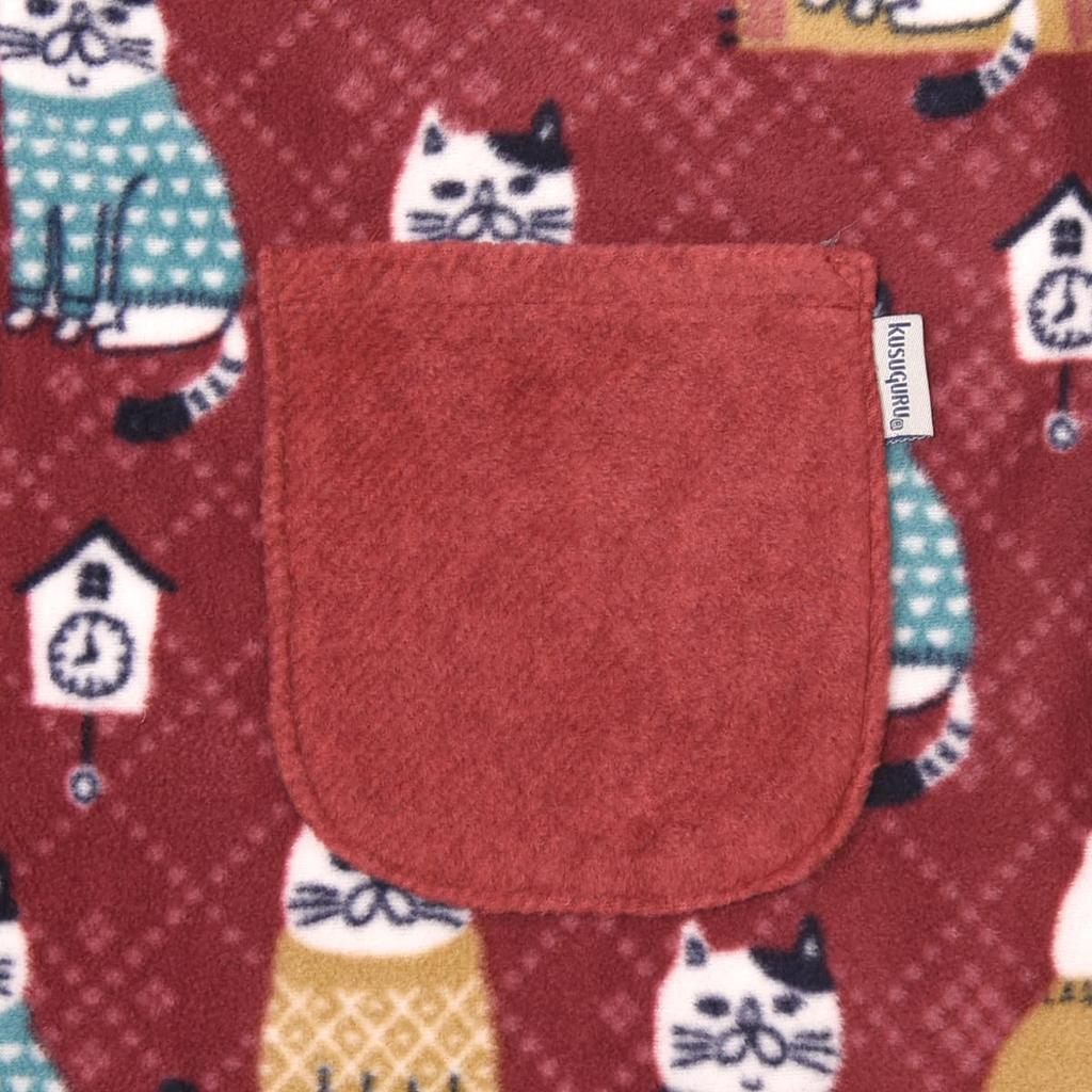 Fleece Fleece Dress Open [Kusuguru Japan] Apron, Apron, Red, M-L