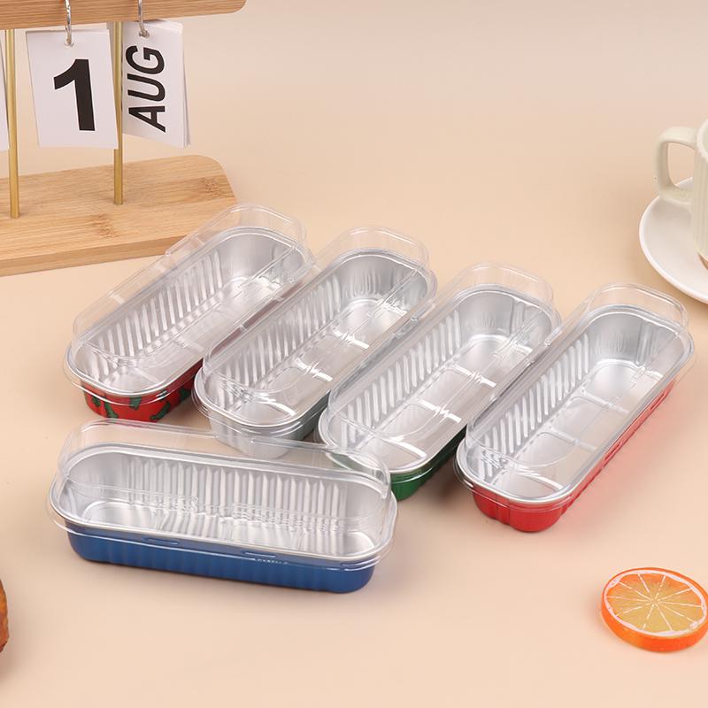 10Pcs Mini Loaf Baking Pans With Lids Rectangle Aluminum Foil Baking Box Cake Pan Muffin Liners Cups Baking Tray Bakeware