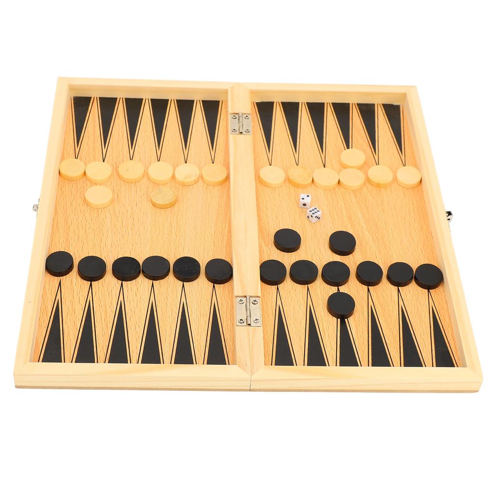 Wooden Chess Board Game Set 3 In 1 Foldable Board Chess and Checker Set for Kids Adult