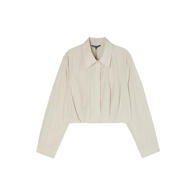LAP Hem Tuck Crop Shirt Blouse Aq1Wbm69