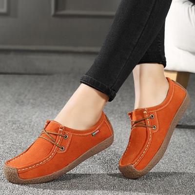 Zapatos planos de mujer, zapatillas de deporte de cuero, calzado informal cómodo para caminar para mujer, mocasines de talla grande a la moda, zapatos para mujer