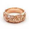 Fashionable and Exquisite Inlaid White Synthetic Zircon Carving Flower Leaf Ring Women's Banquet Party Jewelry Accessories Gifts
