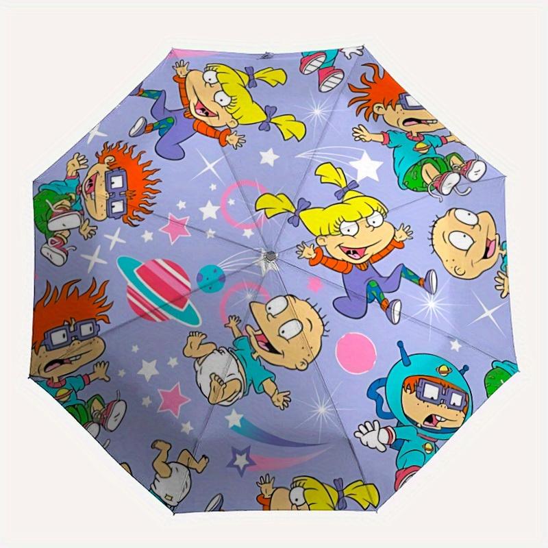 

1pc Rugrats Space Home Essential Cute Cartoon Umbrella, Portable Folding Umbrella with Durable Iron Frame 8 Ribs, 093