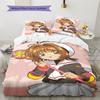 Cardcaptor Sakura Pattern Bedding,Quilt Set Quilt Cover Pillowcase Home Birthday Gift (1 * Duvet Cover + 2 * Pillowcase, Without Core)